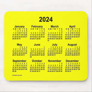 Calendário Amarelo 2024 por Janz Mouse Pad