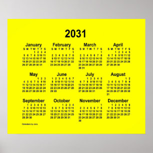 Calendário Amarelo 2031 por Janz Impressão