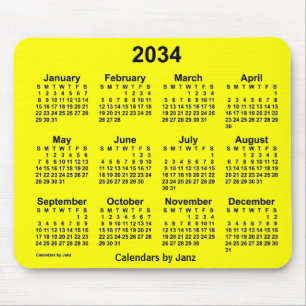 Calendário Amarelo 2034 por Janz Mouse Pad