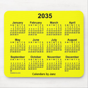 Calendário Amarelo 2035 por Janz Mouse Pad