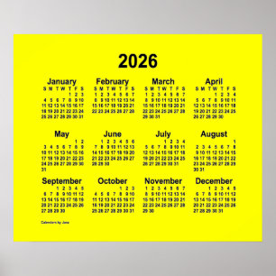Calendário Amarelo de 2026 por Janz Impressão