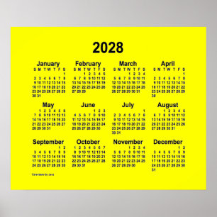 Calendário Amarelo de 2028 por Janz Impressão