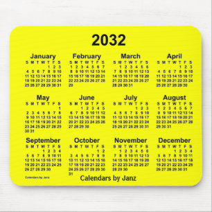 Calendário Amarelo de 2032 por Janz Mouse Pad