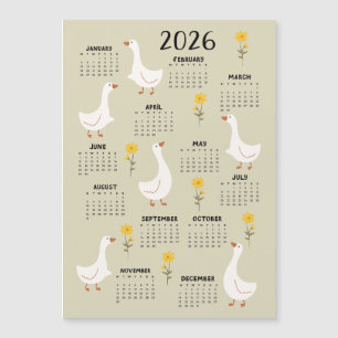 Calendário Amarelo de Flor e Ganso 2026 - Beige
