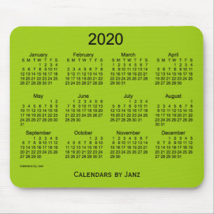 Calendário amarelo verde 2020 por Janz Mouse Pad