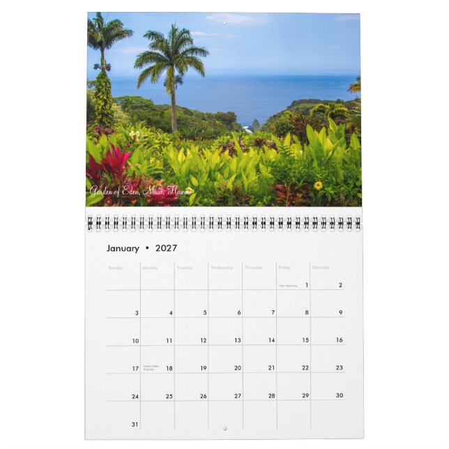 Calendário americano das paisagens (Jan 2027)