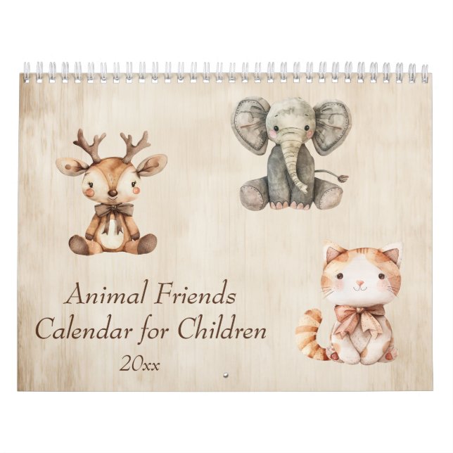 Calendário Amigos de Animais para Crianças, Aquarela (Capa)
