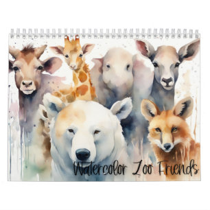 Calendário Amigos do Zoo de Aquarela