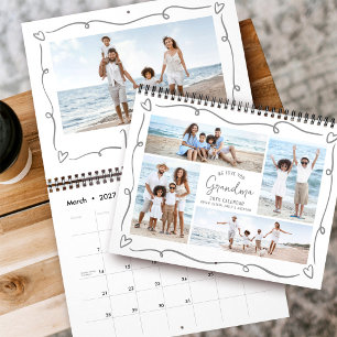 Calendário Amo Você Vovó Colagem de Fotos com Desenhos à Mão