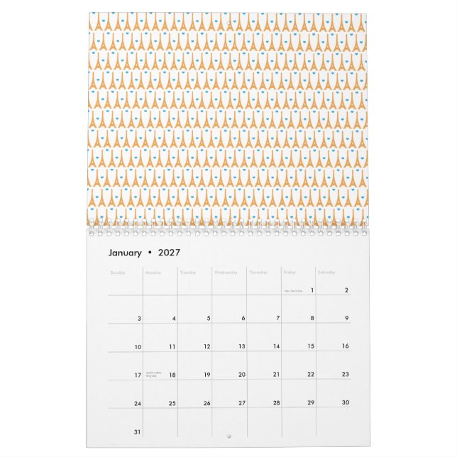 Calendário amor Paris do olho. 2010. (Jan 2027)