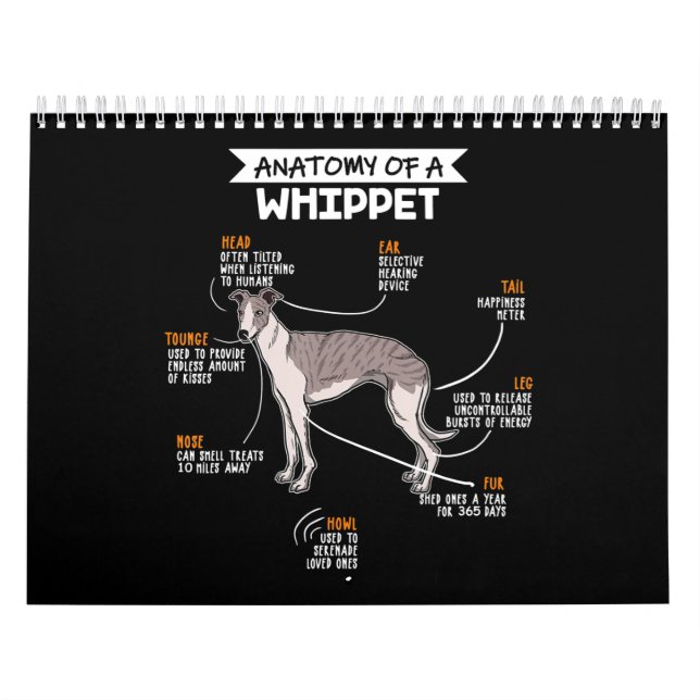 Calendário anatomia de um presente engraçado de cachorro bran (Capa)