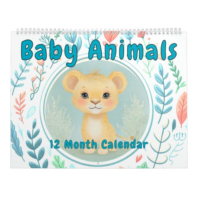 Calendário Animais Bebês Chá de Cores de Pastel | Sala do Enf (Capa)