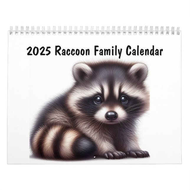 Calendário Animais Divertidos Da Família Raccoon 2025 (Capa)