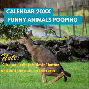 Calendário Animais Engraçados Pooping 2025 Personalizados