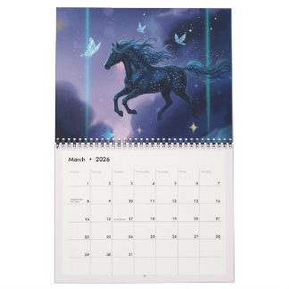 Calendário Animal Calendar 2026 Fantasy Animal Galaxy Night  
