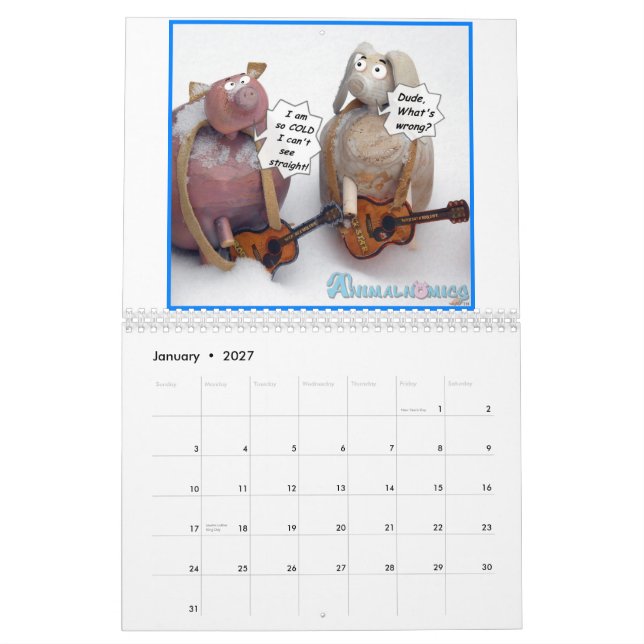 Calendário animal engraçado de Animalnomics (Jan 2027)