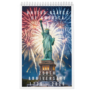 Calendário Aniversário de 250 anos dos EUA 1776-2026
