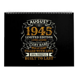 Calendário Aniversário Nascer Vintage agosto de 1945