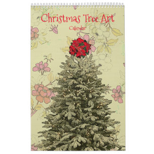Calendário Ano de Arte em Árvore de Natal ao redor do Calendá