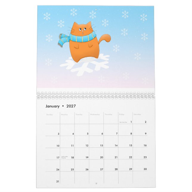 Calendário Ano do gato de Cuteness (Jan 2027)