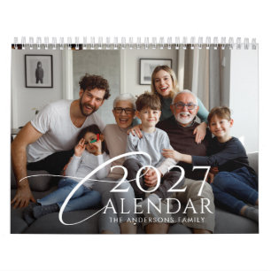Calendário Ano Moderno em Revisão Foto Personalizada da Famíl