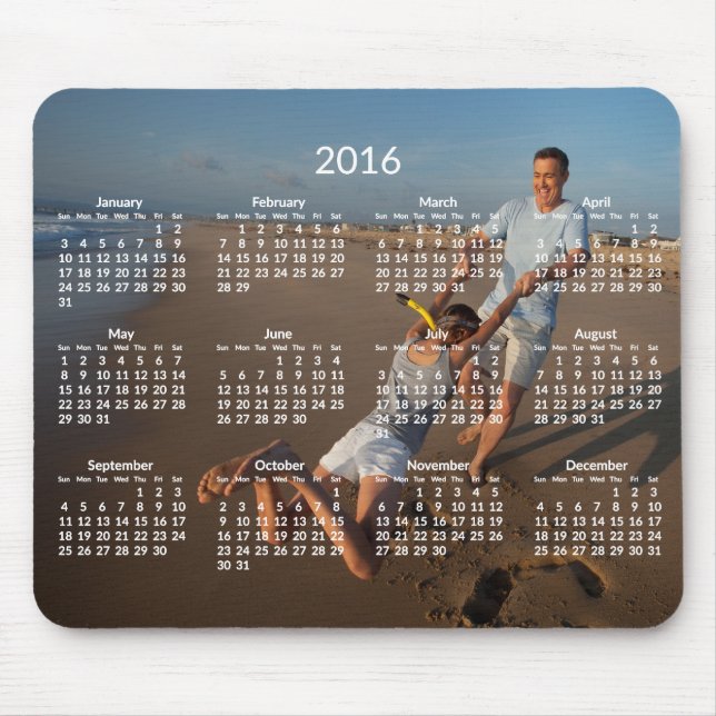 Calendário Anual 2016 Mousepads Adicionar Foto (Frente)