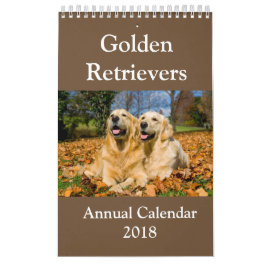Calendário anual 2018 do golden retriever