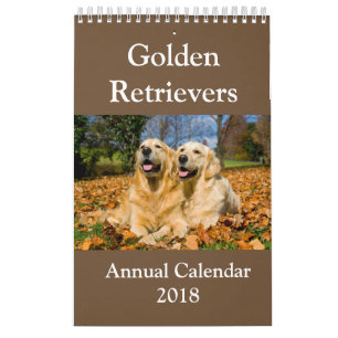 Calendário anual 2018 do golden retriever