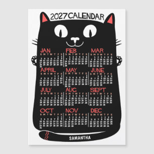 Calendário Anual 2025 Gato Preto de Meados do Sécu