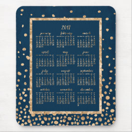 Calendário Anual Azul 2017 Mouse pads Dourado Conf