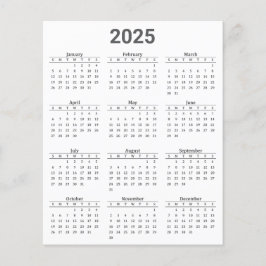 Calendário Anual de 2025 em papel cinza e branco