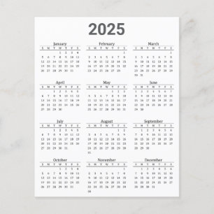 Calendário Anual de 2025 em papel cinza e branco