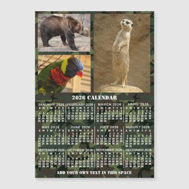 Calendário Anual de 2026 Camuflagem Adicionar 3 Fo (Frente)