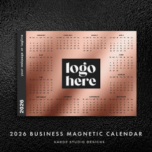Calendário Anual de 2026 Rose Gold com Logotipo Em