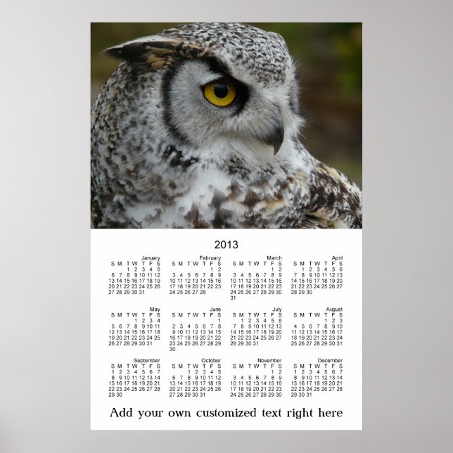 Calendário Anual de Foto do Perfil Wall Poster OWL (Frente)
