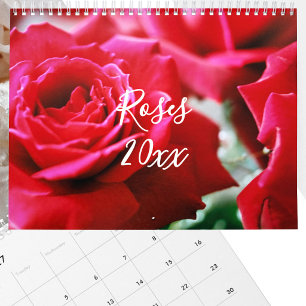Calendário Anual de Fotografia de Rosas Editáveis