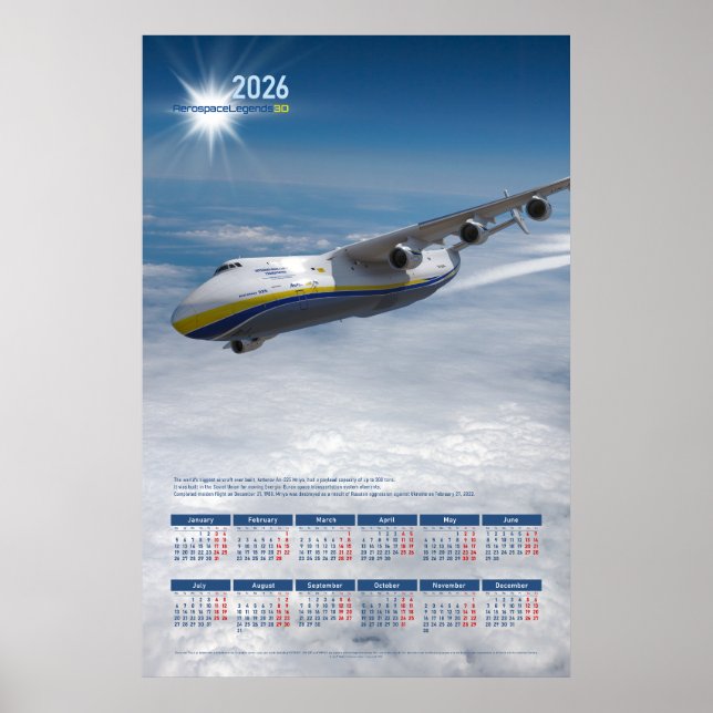 Calendário Anual de Parede de 2026 Poster (Frente)