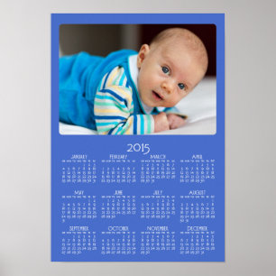 Calendário Anual de Poster Azul Personalizado 2015