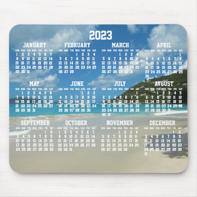 Calendário Anual de Praia 2023 Mouse pads (Frente)