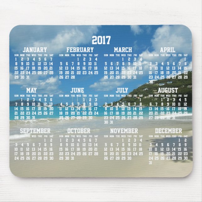 Calendário Anual de Praia Mouse pads 2017 (Frente)