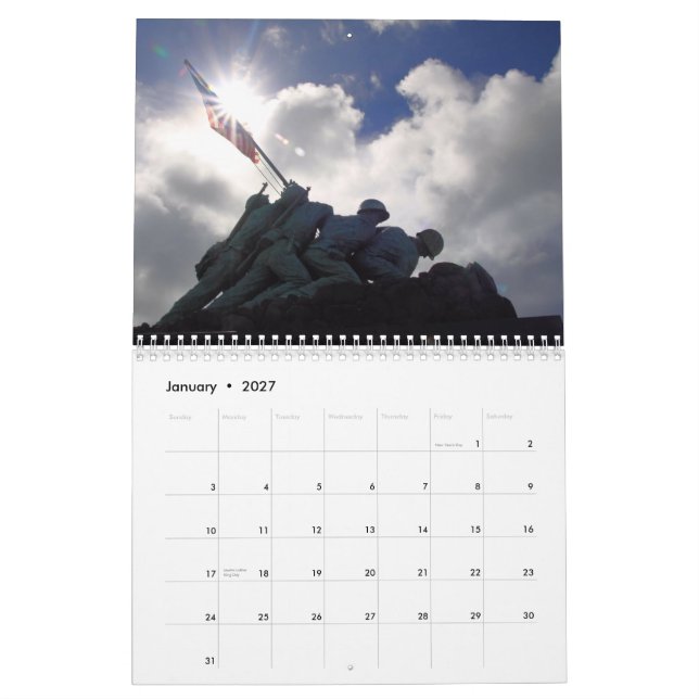 Calendário anual do DJ PhotoUSA (Jan 2027)