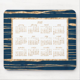Calendário Anual do Gold Foil 2017 Mouse pads Azul