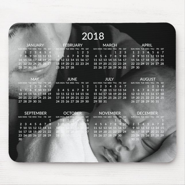 Calendário Anual Personalizado 2018 Mousepads (Frente)