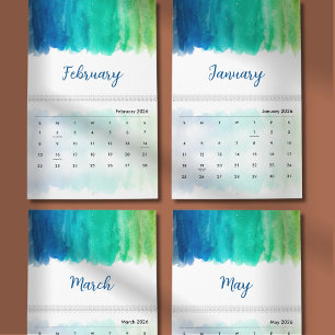 Calendário Aquarela Calma & Design Minimalista Elegante