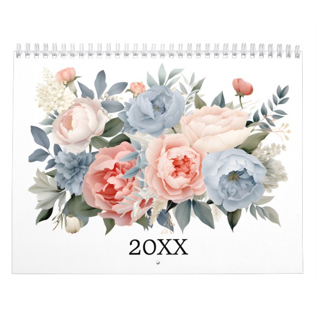 Calendário Aquarela Floral Flores Verdura Botânica (Capa)