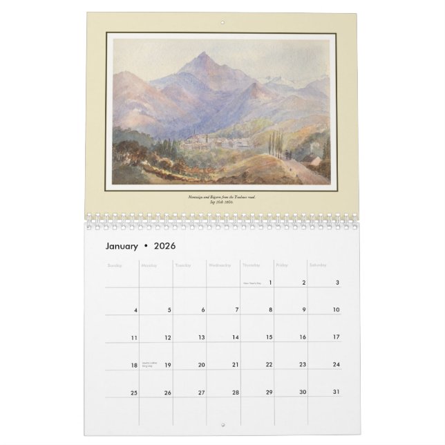 Calendário Aquarelas de uma senhora do Victorian (Jan 2026)