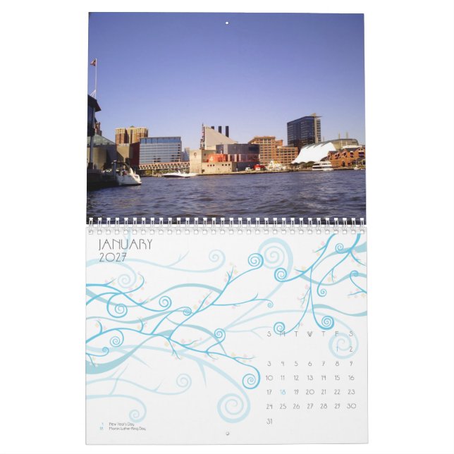 Calendário Aquário de Baltimore (Jan 2027)