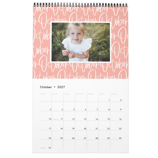 Calendário arco-íris de caneta com marcador modern (Out 2027)
