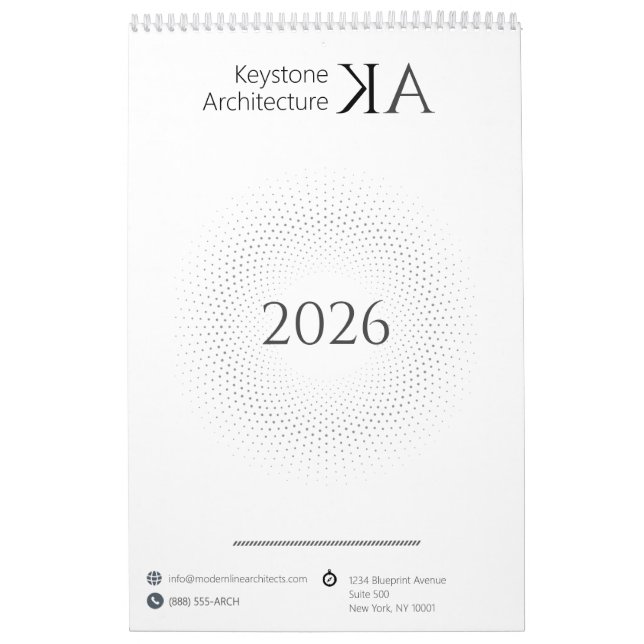 Calendário Arquiteto minimalista moderno B&W 2026 (Capa)