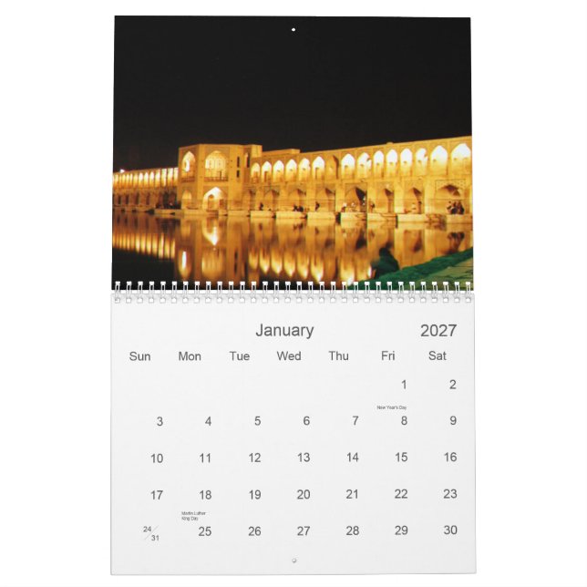 Calendário Arquitetura de Irã (Jan 2027)